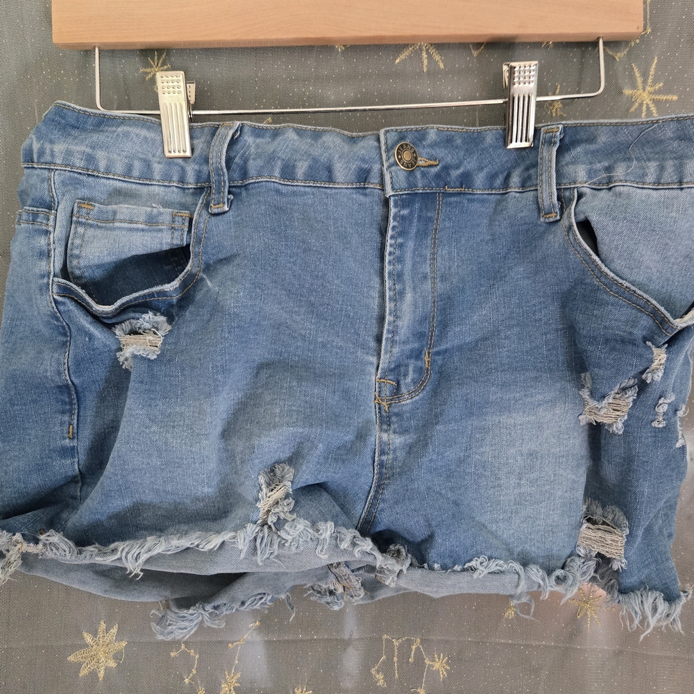 Casual Blue Distressed Jean Shorts